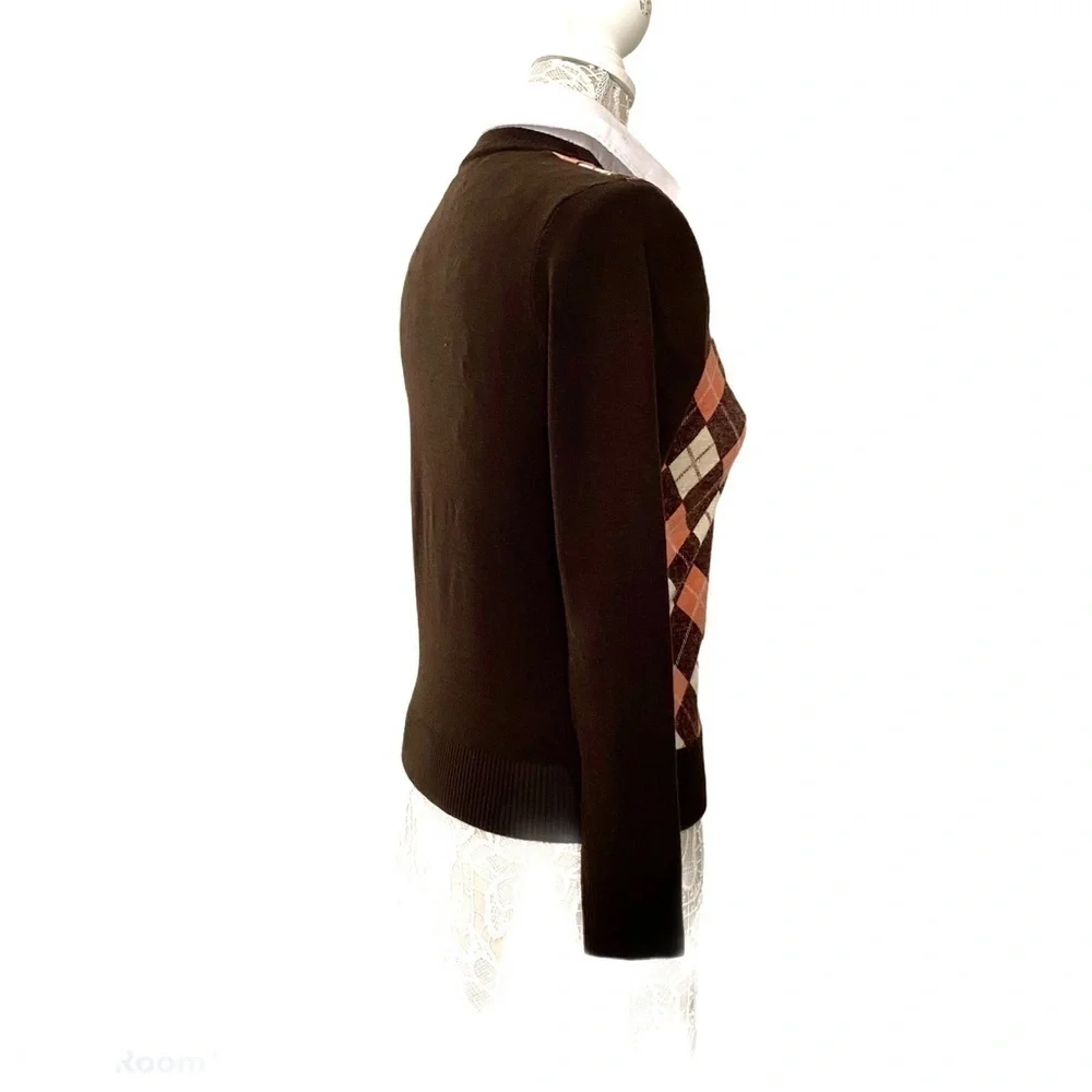 Adina Argyle front Brown sweater with white collar - Picture 4 of 9